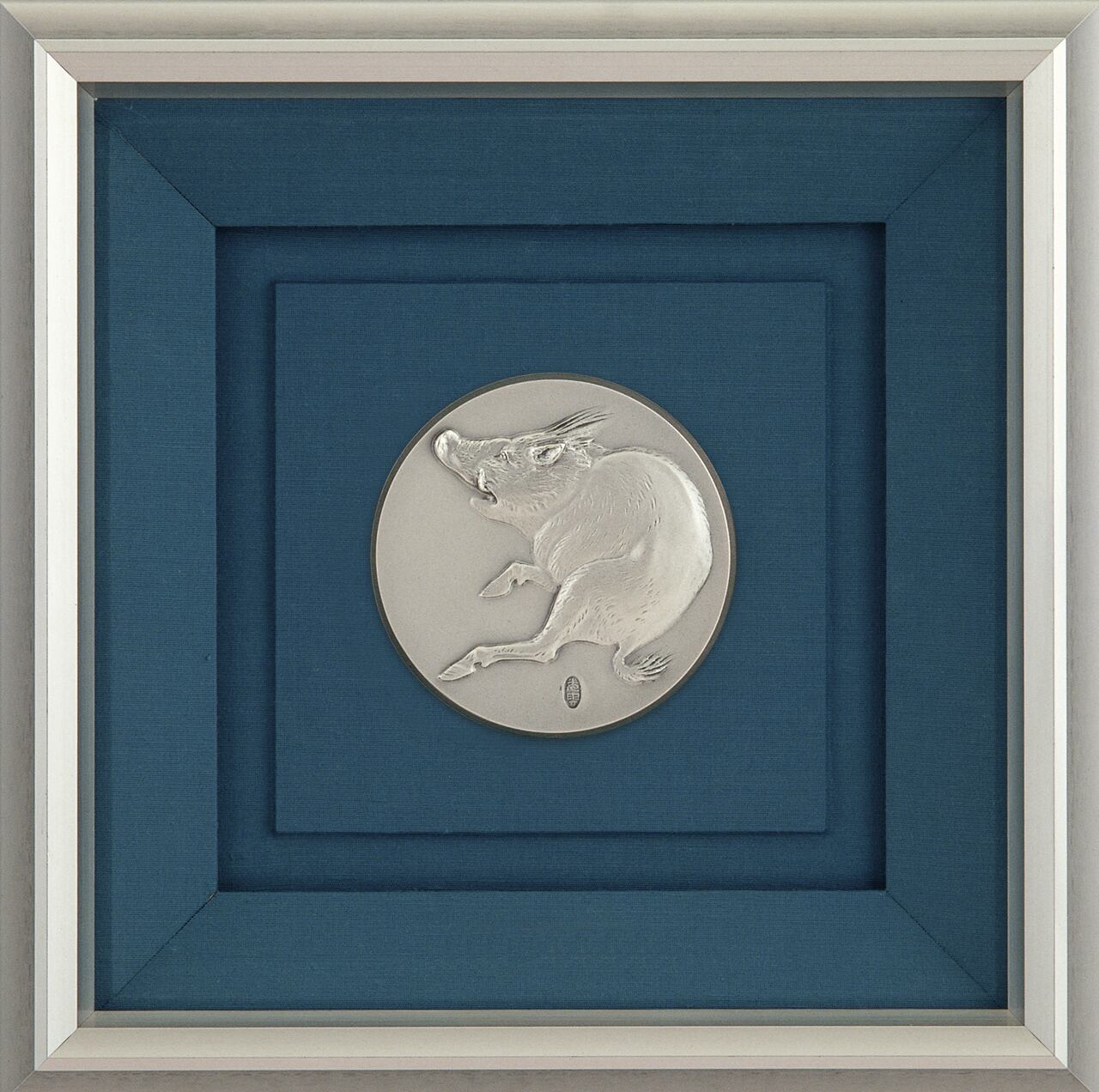 (亥)純銀レリーフ 邁進 高村光雲作