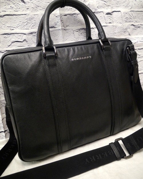 2018★BURBERRY バーバリー A4対応 ビジネス可 サフィアーノレザー 2way ブリーフケース ビジネス バッグ 黒★ A4対応で便利な定番モデル♪