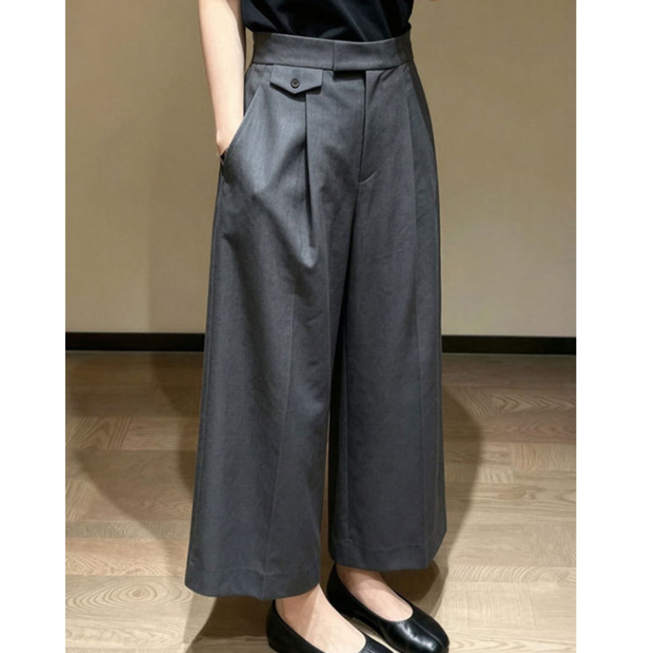タック入り ベルト付き ワイド パンツ  1col  00012・画像3