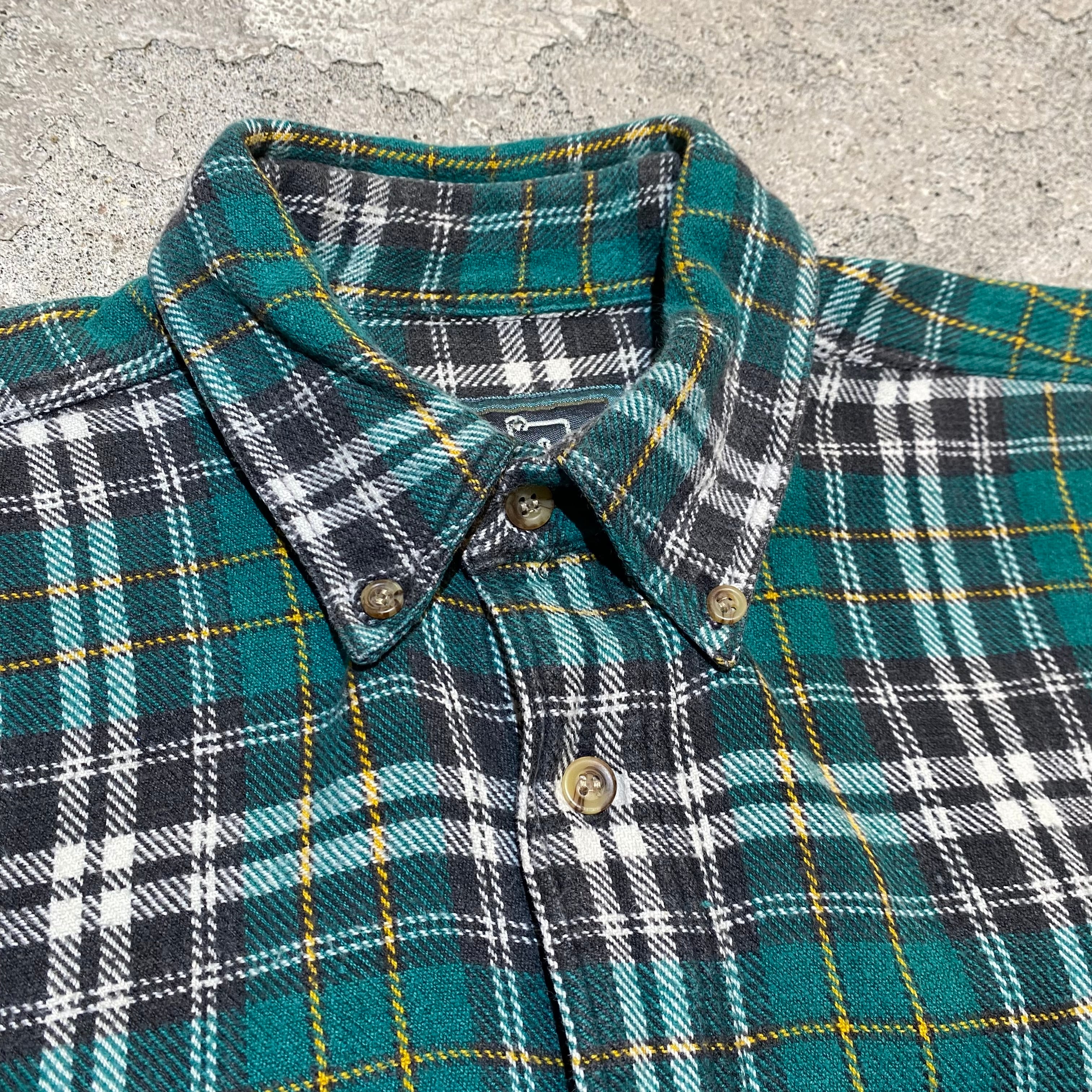 80s〜 Woolrich / ウールリッチ チェック柄 ヘビーネルシャツ グリーン系