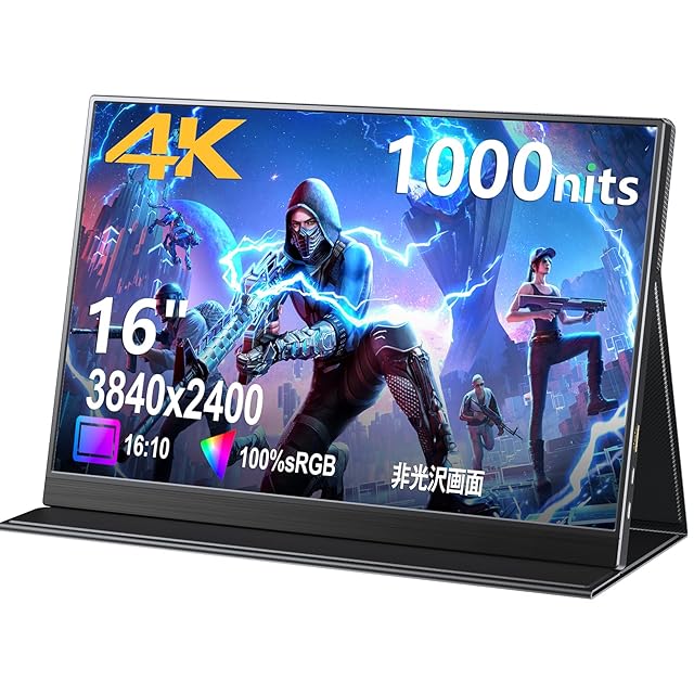 KOOLYFUL モバイルモニター 4k 16インチ モバイルディスプレイ