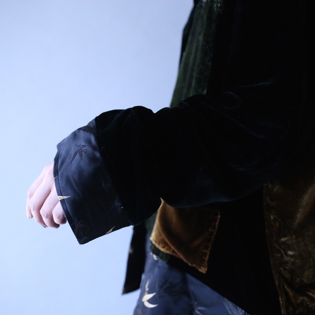 "和×モード" multi pattern switch and embroidery design velours shirt