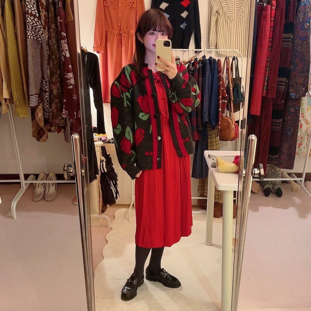 tulip jacquard knit cardigan