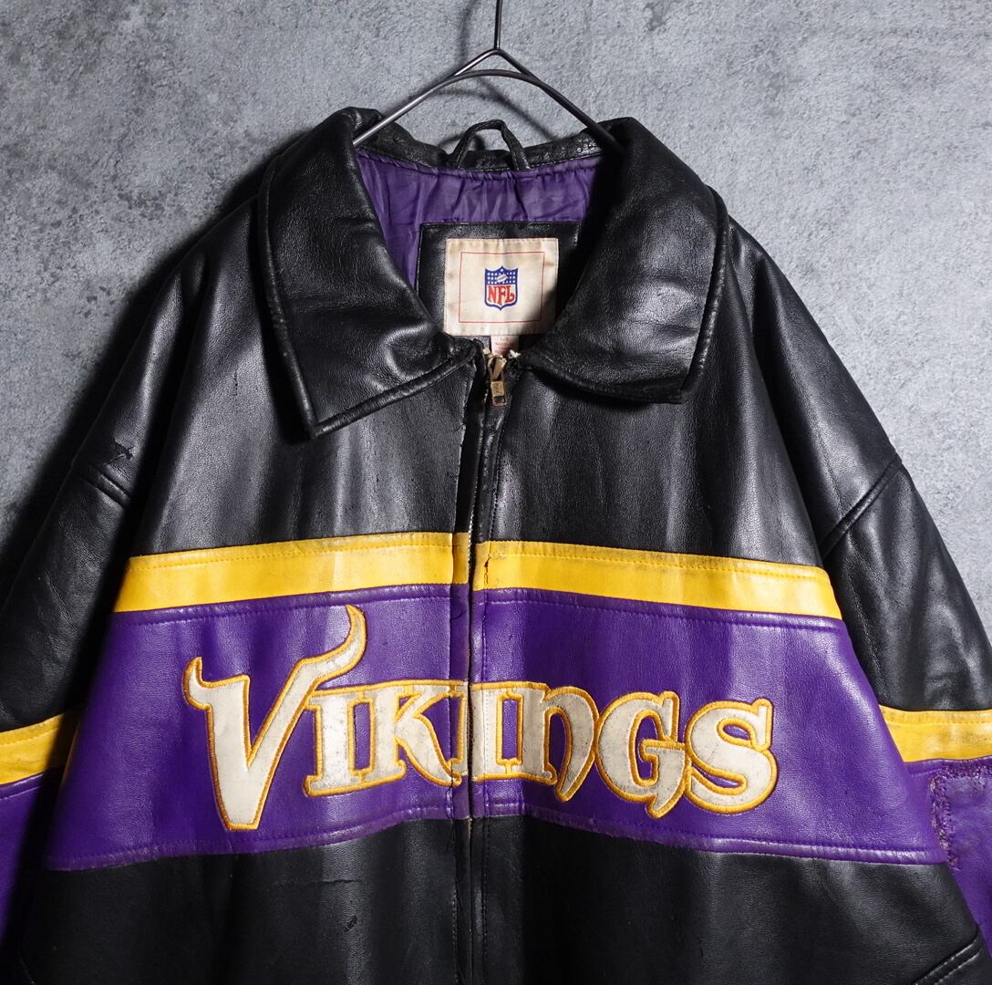 NFL VIKINGS フェイクレザージャケット　XL