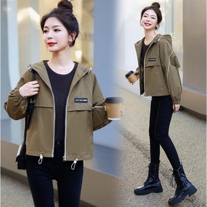 レディース アウター トップス 新作 秋 韓国風 カジュアル ゆったり レディース 小さめ ウインドブレーカー フード付き ジャケット ショートコート S〜XL