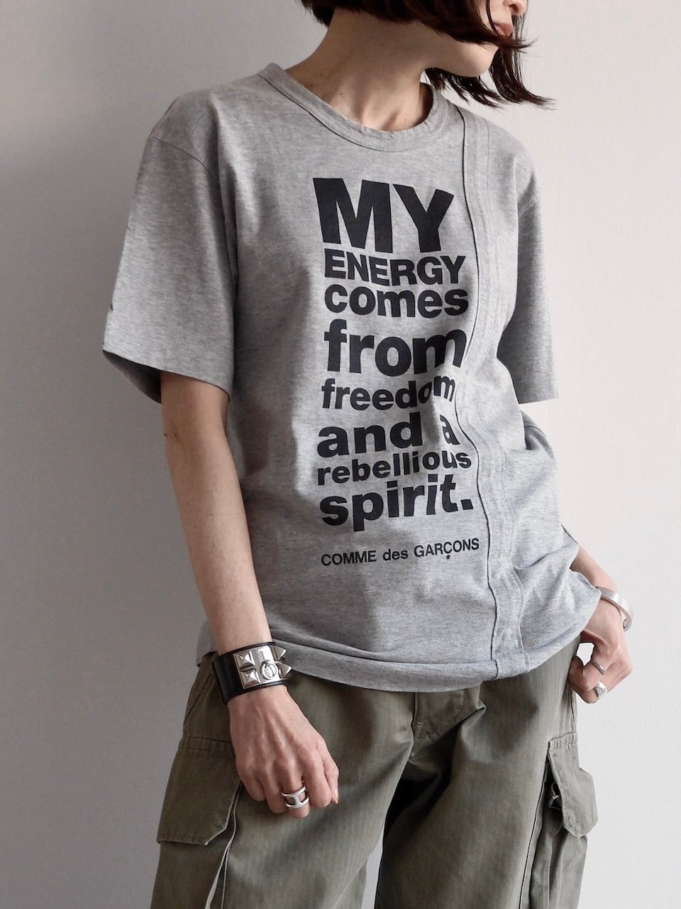 COMME des GARCONS コムデギャルソン MY ENERGY COMES FROM FREEDOM プリントTシャツ OZ-T314 ホワイト L T-shirt Comme Des Garcons Black size S International in Cotton