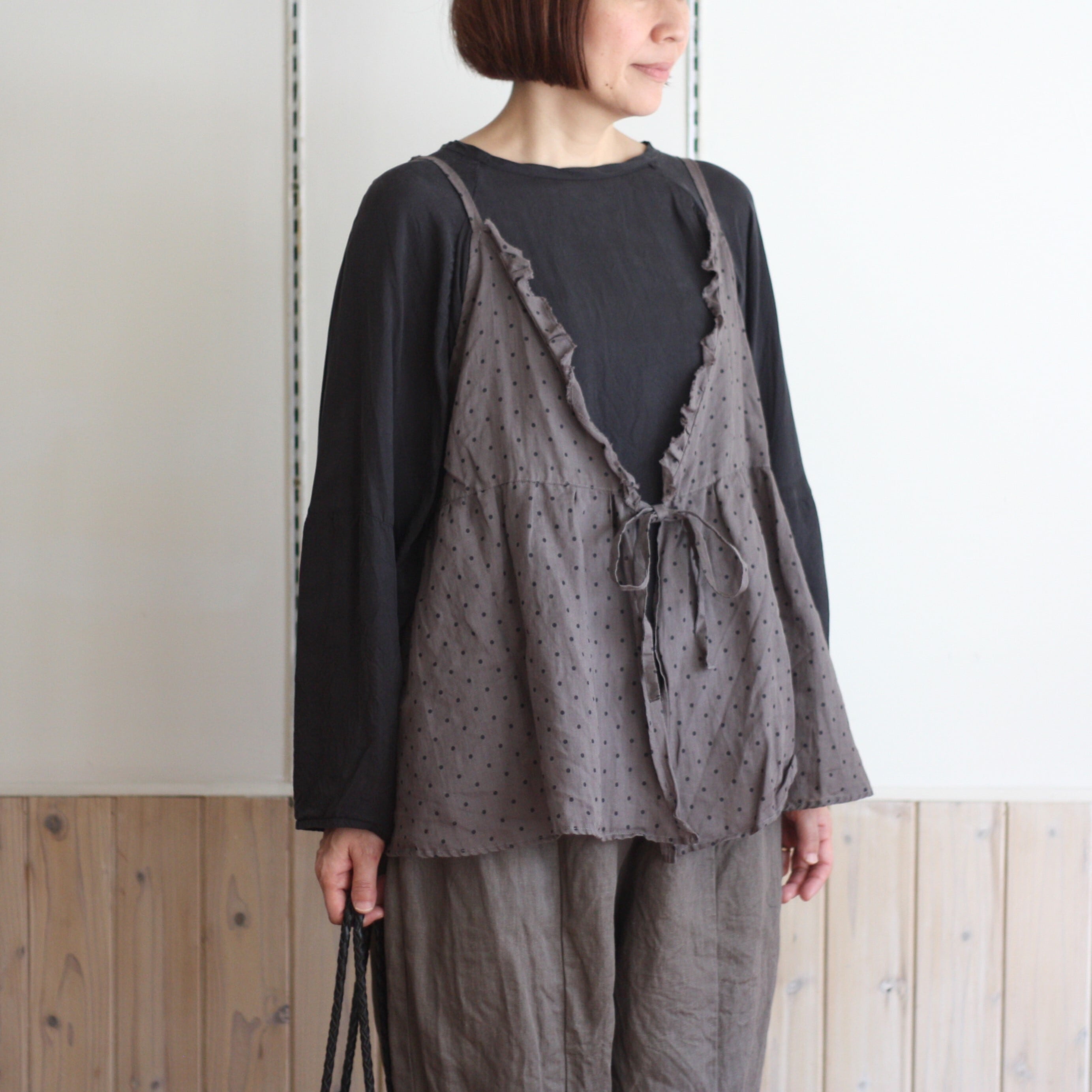 Gauze# ガーゼ オリジナルスモールドットカシュクールキャミソール