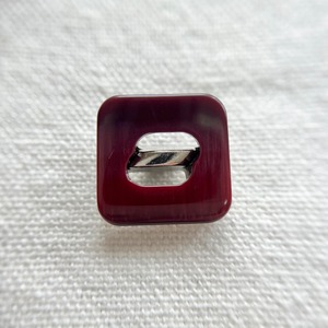 ●『2個セット』ディープレッドマーブルスクエア×シルバー 19㎜