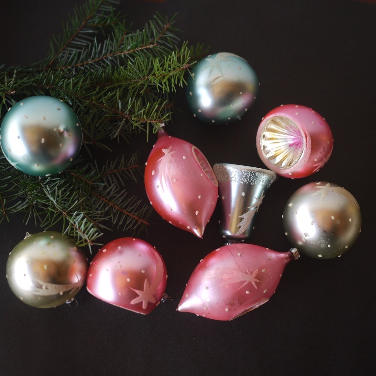 クリスマスオーナメント ガラスクーゲル9P 流れ星西ドイツ