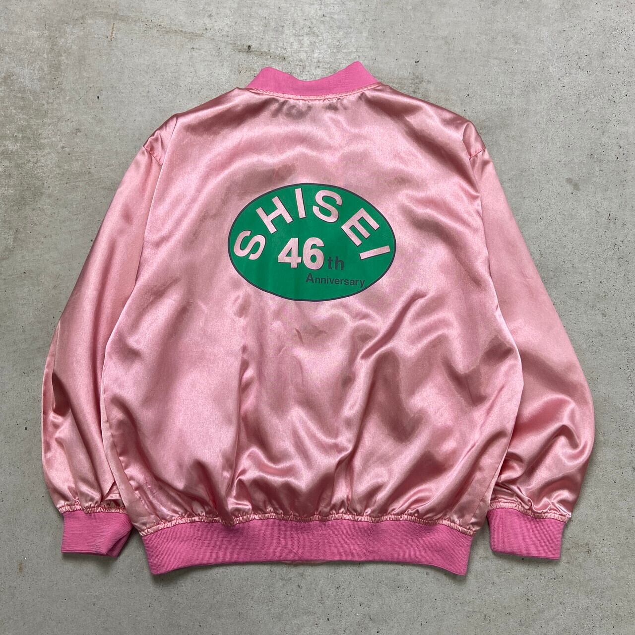 UNKNOWN ナイロン サテンスタジャン バックプリント レディースL~XL