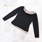 社交ダンス 衣装 トップス ブラウス ブラック系 チャコット Chacott 黒 茶 無地 シンプル 練習 レッスン 長袖 上品 パーティー イベント ステージ 柔らかい生地 伸縮 ストレッチ メッシュ生地 ダンス衣装