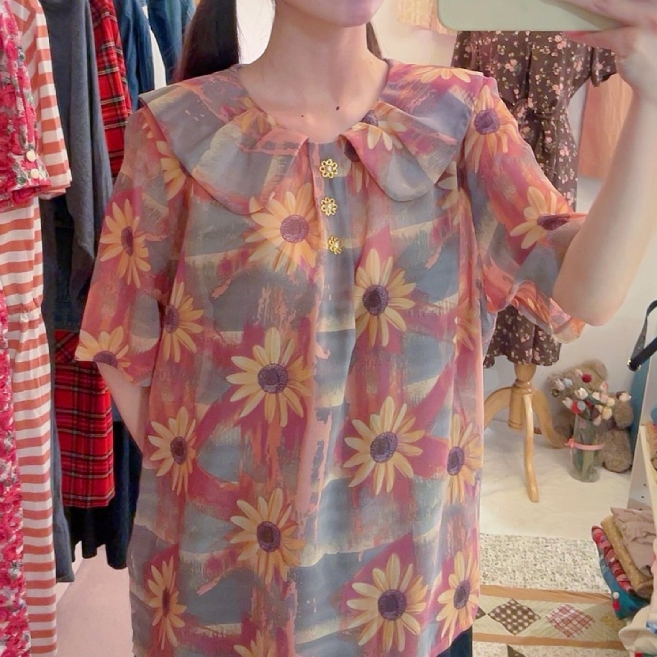 sunflower sheer blouse
