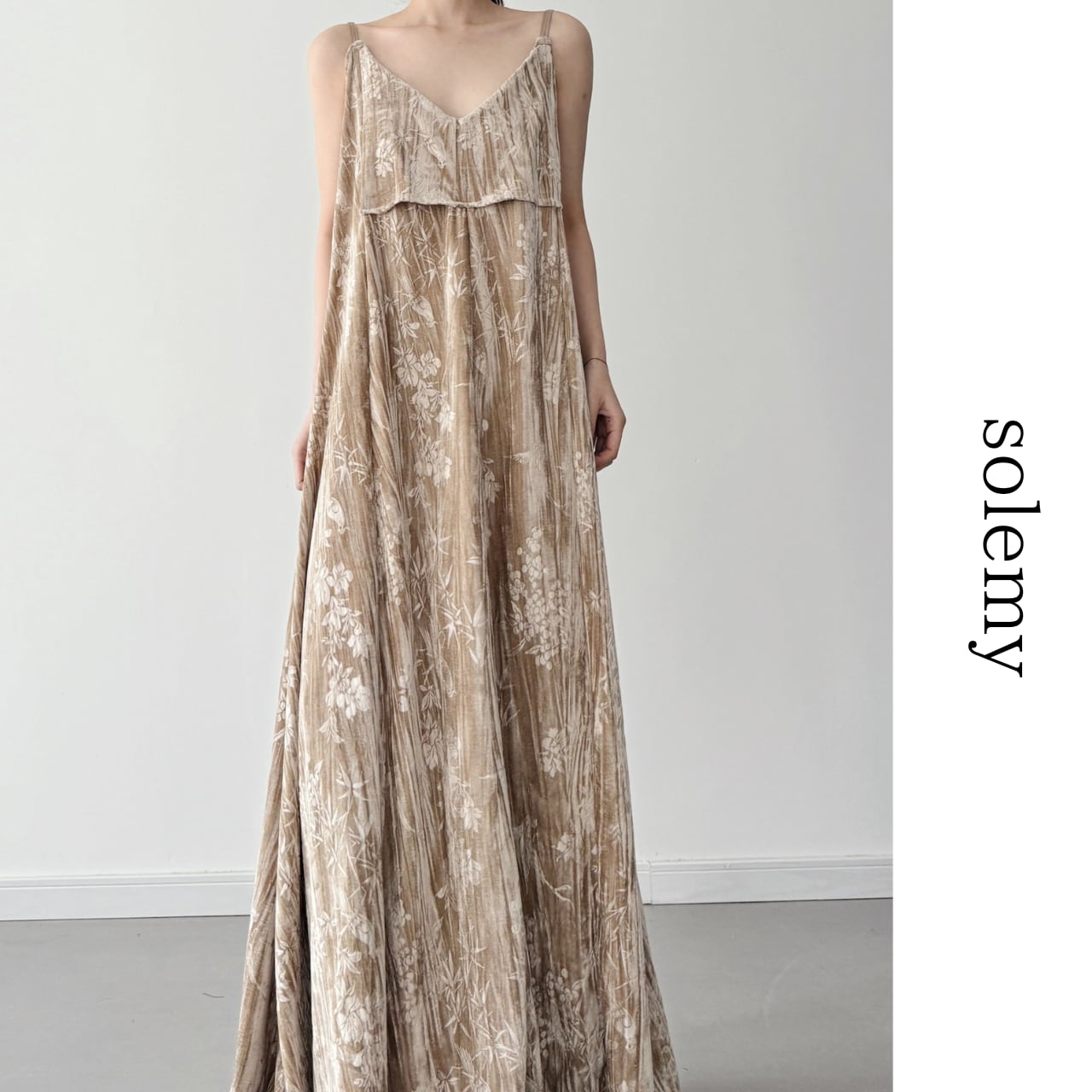 Velvet floral print dress S1455