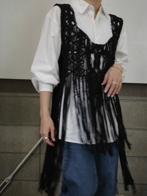 <vintage>crochet big fringe vest