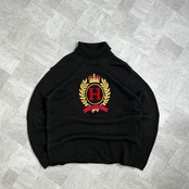 【極上】トミーヒルフィガー タートルネックニット 90s ロゴ刺繍 神配色 美品