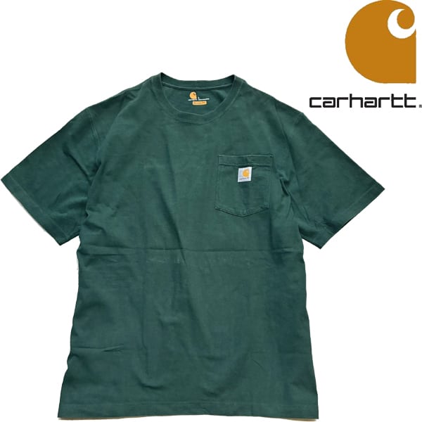 1点物◇カーハートCarhartt深緑ポケットTシャツ半袖ポケT古着メンズXL