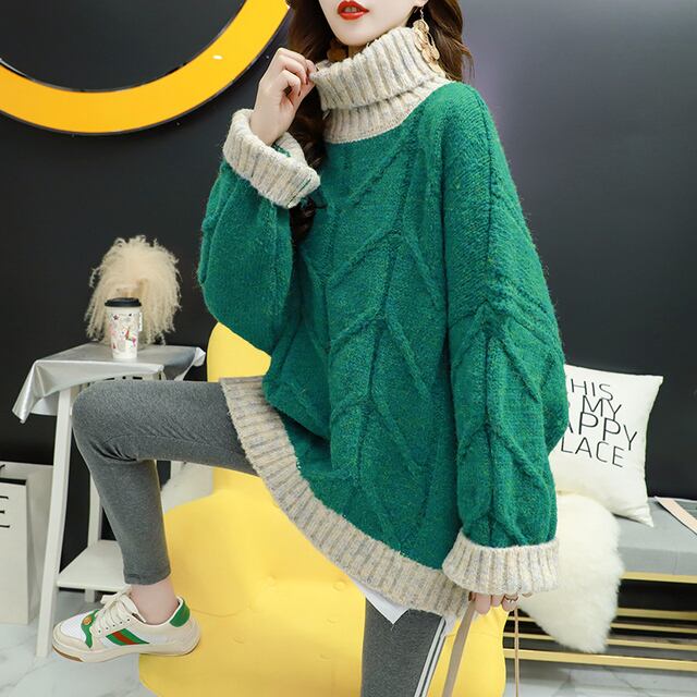 ニット セーター ケーブル ゆったり バイカラー カラフル | signal