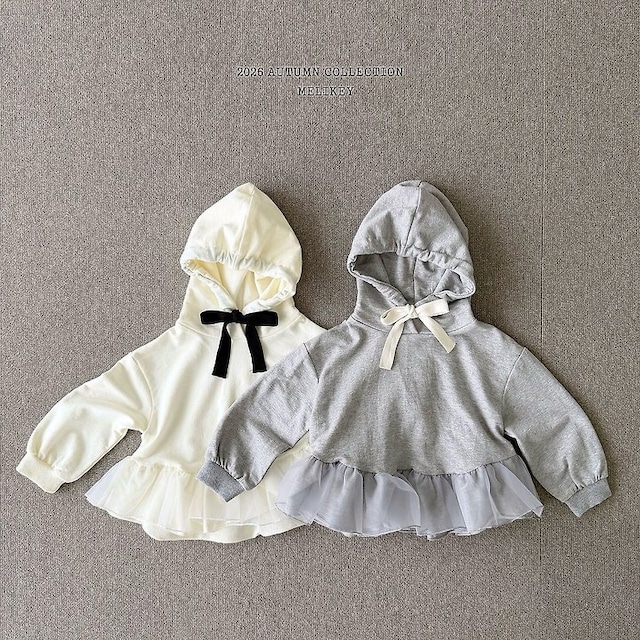 【取寄】melikey|cha cha frill hoodie|チャチャフリルフーディー|XS-JM|kids&jr|26 autumn