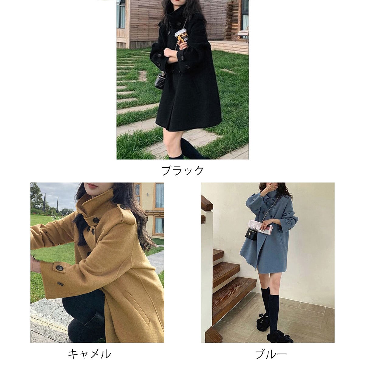 トレンチコート アウター ダブルブレスト レディース 春秋 韓国 ミドル コート 通勤 ビジネス OL オフィス カジュアル きれいめ 大人 おしゃれ スタンドカラー Aライン 体型カバー 大人可愛い 大人女子