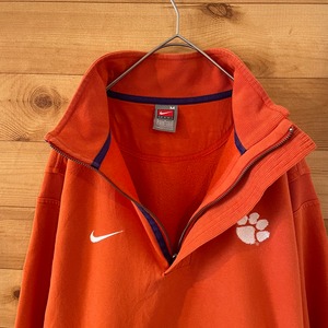 【NIKE】カレッジ クレムソン大学 CLEMSON UNIVERSITY ハーフジップ スウェット プルオーバー スウッシュ 刺繍ロゴ M ビッグサイズ ナイキ US古着