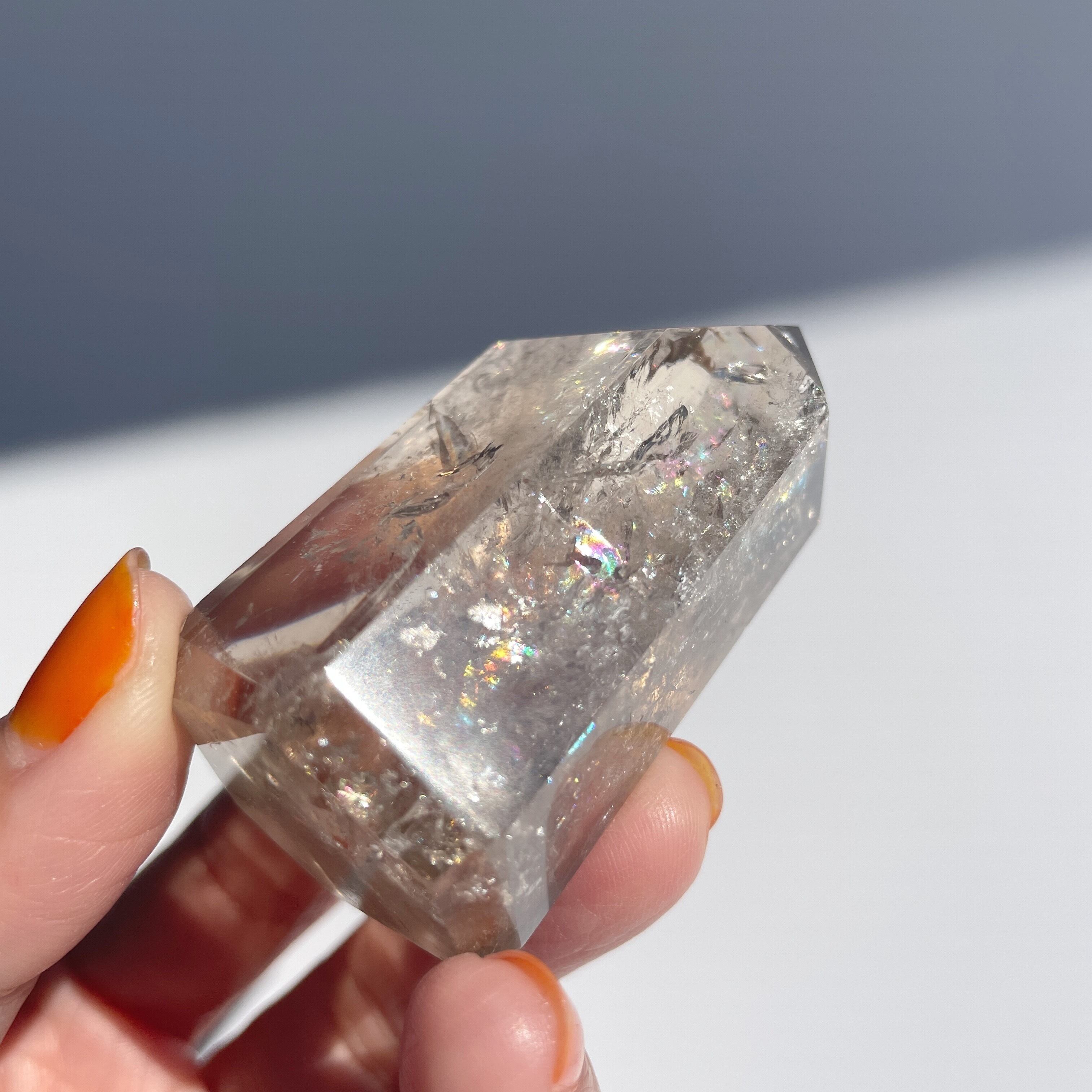 虹入り◎スモーキークォーツ タワー23◇Smoky quartz Tower◇天然石
