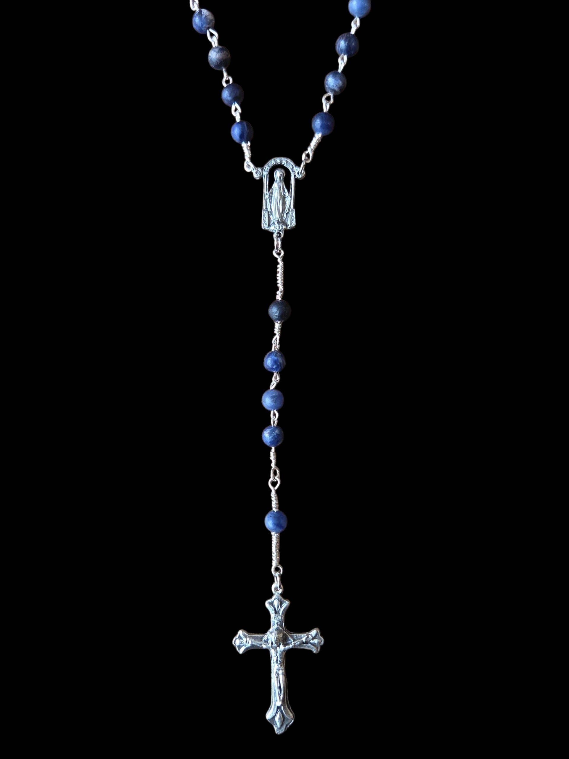 ビンテージ　琵琶真珠と銀のロザリオ　工芸品 マザーオブパールのロザリオ｜ホワイト | AD ORATIONEM
