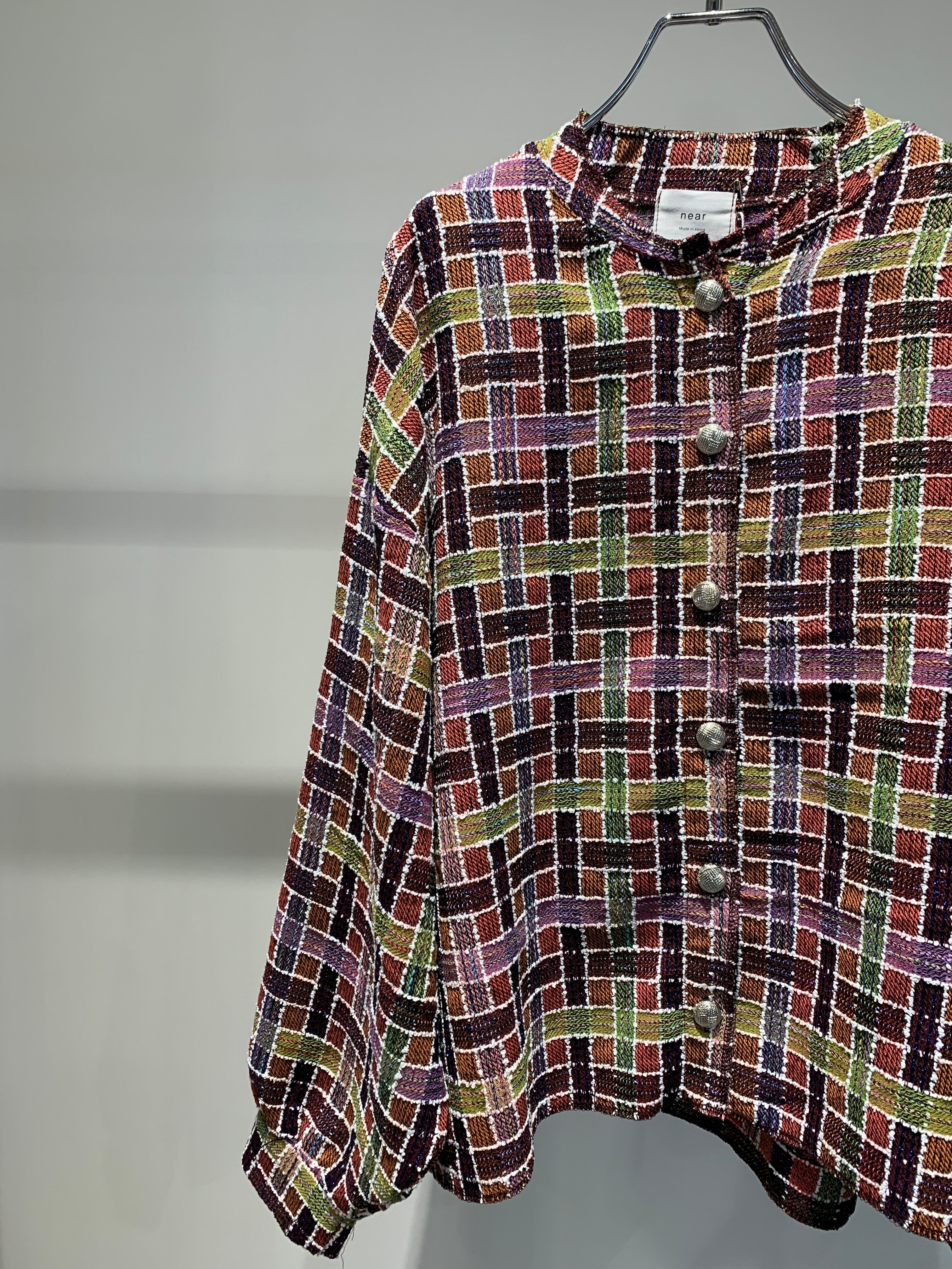 glitter check jacket like cardigan