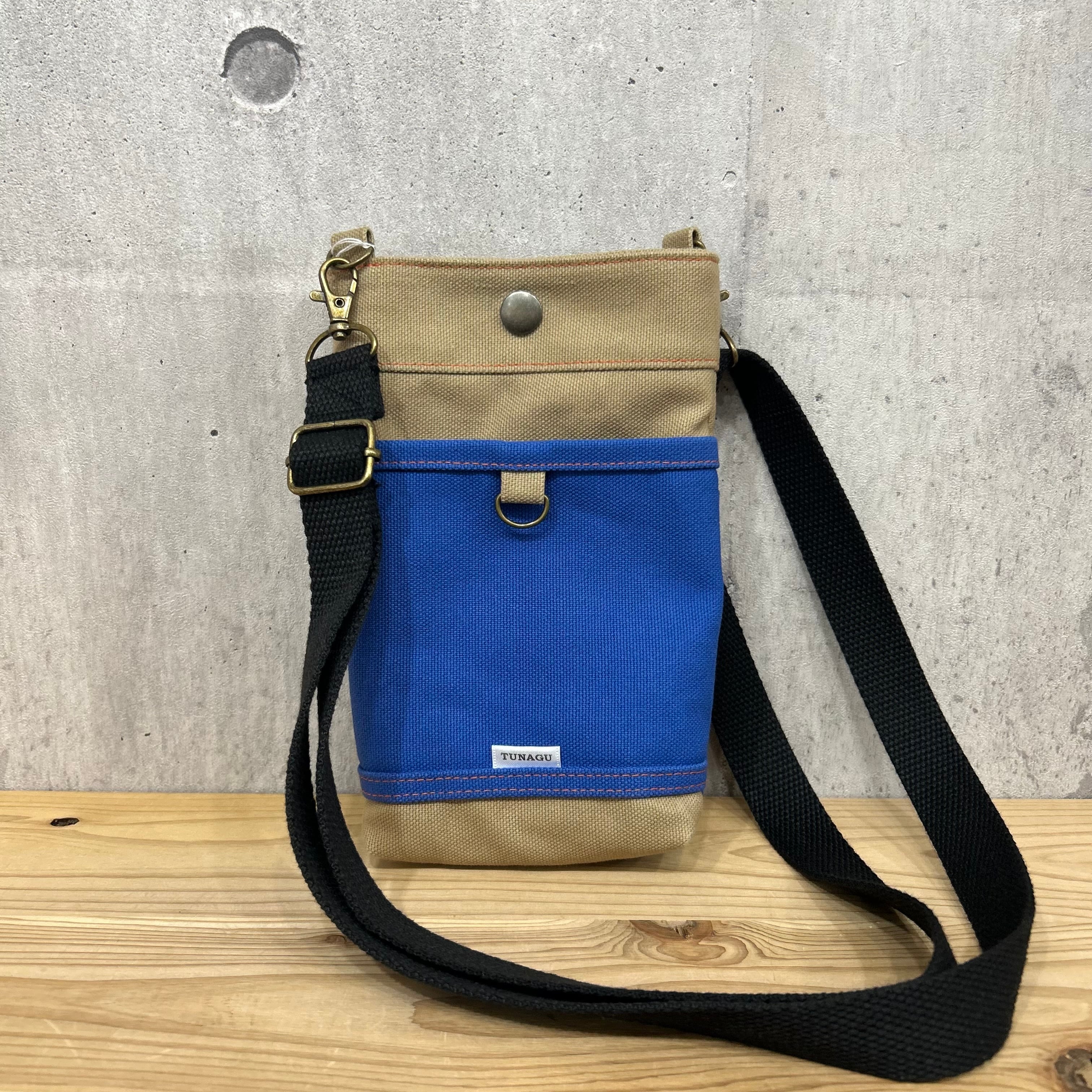 【選べる紐付 】 -* Pochette Shoulder Bag *-【ストーングレー×ディープブルー】