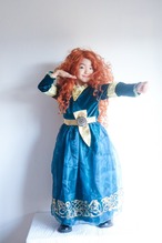 100/140のみ【即納】長袖ワンピースドレス グリーン [ プリンセスドレス ハロウィン 仮装 メリダ風 ]