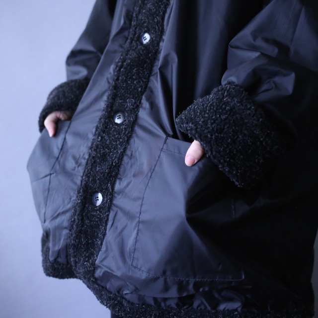 "reversible" boa fleece × shakashaka fabric over silhouette jacket