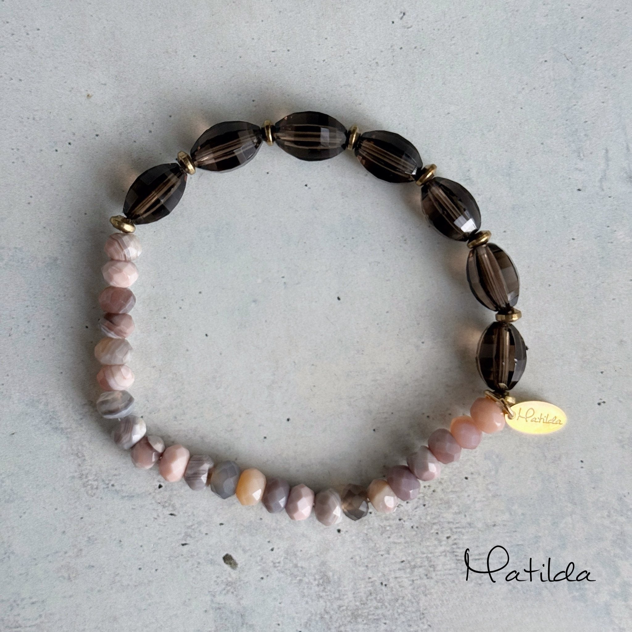 【再販】bicolor bracelet(スモーキークォーツ×ボツワナアゲート)