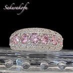 D029 ピンクサファイア パヴェリング レディース 指輪 リング