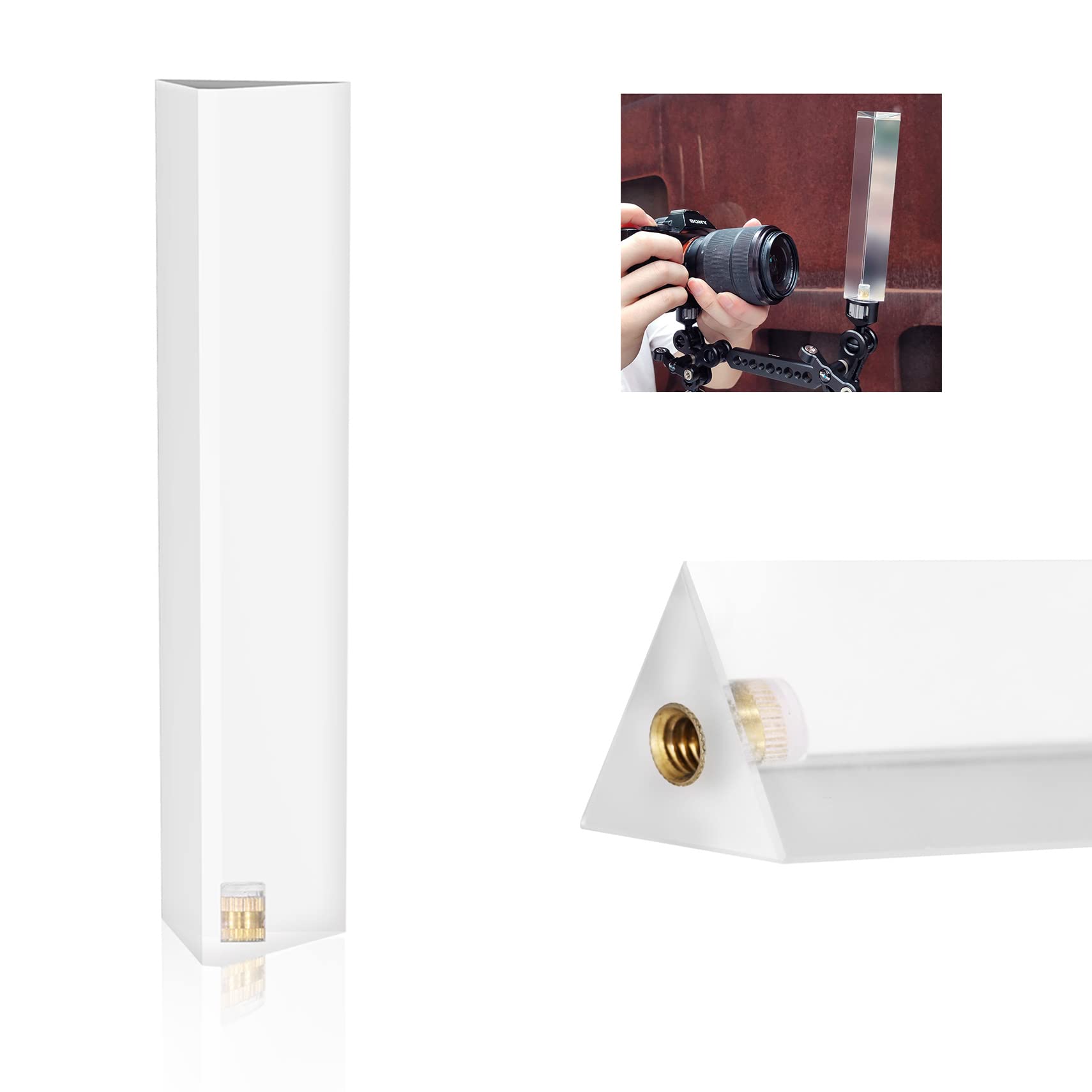 【特価処分】Selens 三角プリズム 30x130mm 1/4ネジ付き 光学ガラス プリズム三角 撮影用 光の分散 屈折 K9クリスタル 拭き取り布付き | 写真プリズム ガラスプリズムツール 撮影虹造り ギフトに