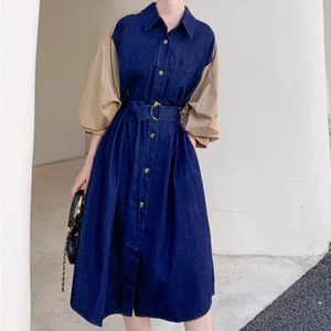 レディース スカート ワンピース シャツワンピ デニムスカート ロングスカート ミモレ 長袖 襟付き Aライン ベルト ウエストマーク ポケット ハイウエスト ボタン デニム ブルーデニム カラーデニム かわいい 大人可愛い きれいめ シンプル カジュアル 上品 おしゃれ かっこいい レトロ こなれ感 ラフ ガーリー 個性的 クール モード系 エレガント モダン 主役級 存在感 とろみ感 抜け感 ラブリー キュート 秋 デート お出かけ 休日 ショッピング 美脚 脚長 普段使い S M L XL ブルー