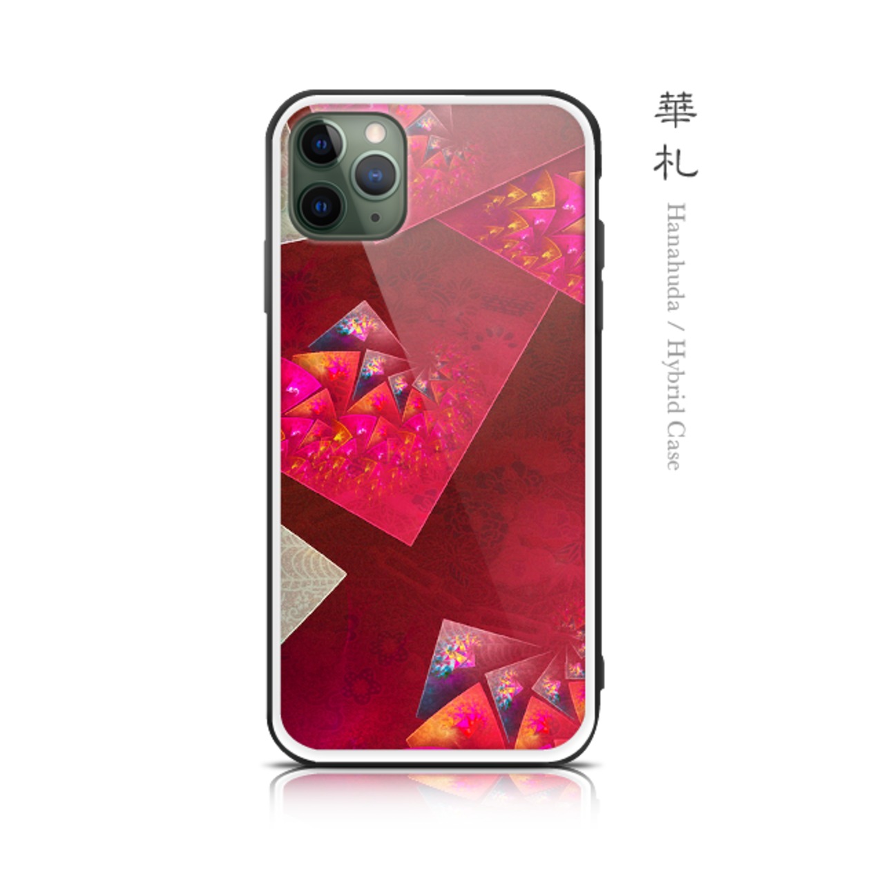 華札 - 和風 強化ガラスiPhoneケース