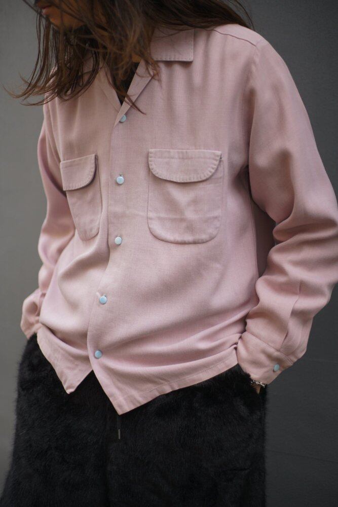 Da Vinci - California] Vintage Rayon Gabardine Open Collar Shirt