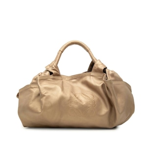 ロエベ アナグラム ナッパアイレ ハンドバッグ ゴールド レザー レディース LOEWE 【中古】