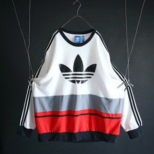" adidas " over silhouette color & line switching design sweat pullover