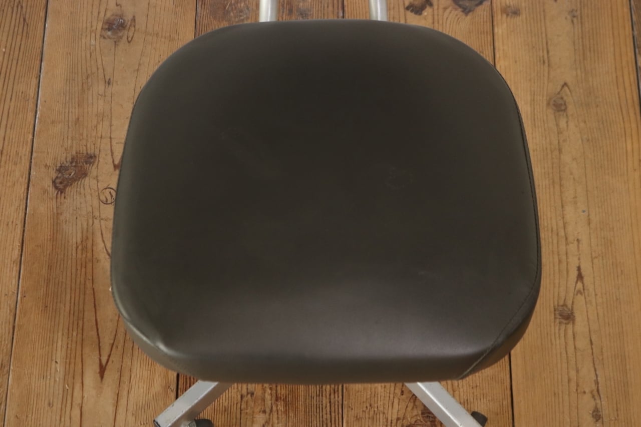 レトロ キャスターチェア 回転椅子 昇降 リクライニング 学校 合皮