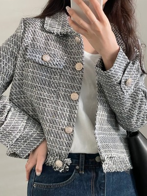 overture tweed jacket (white/black)