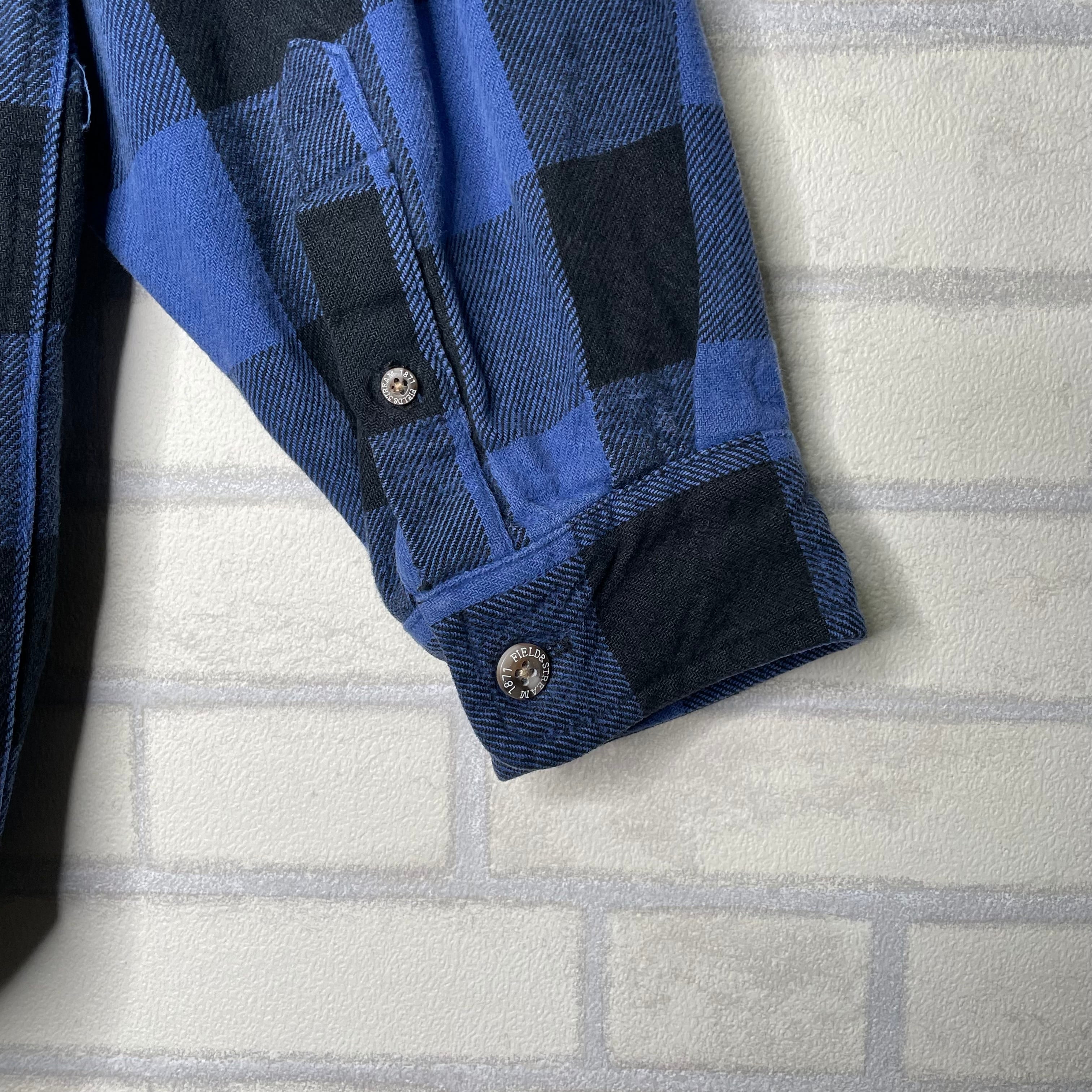 FIELD&STREAM ヘビーネルシャツ L チェック柄 ブルー×ブラック 100 
