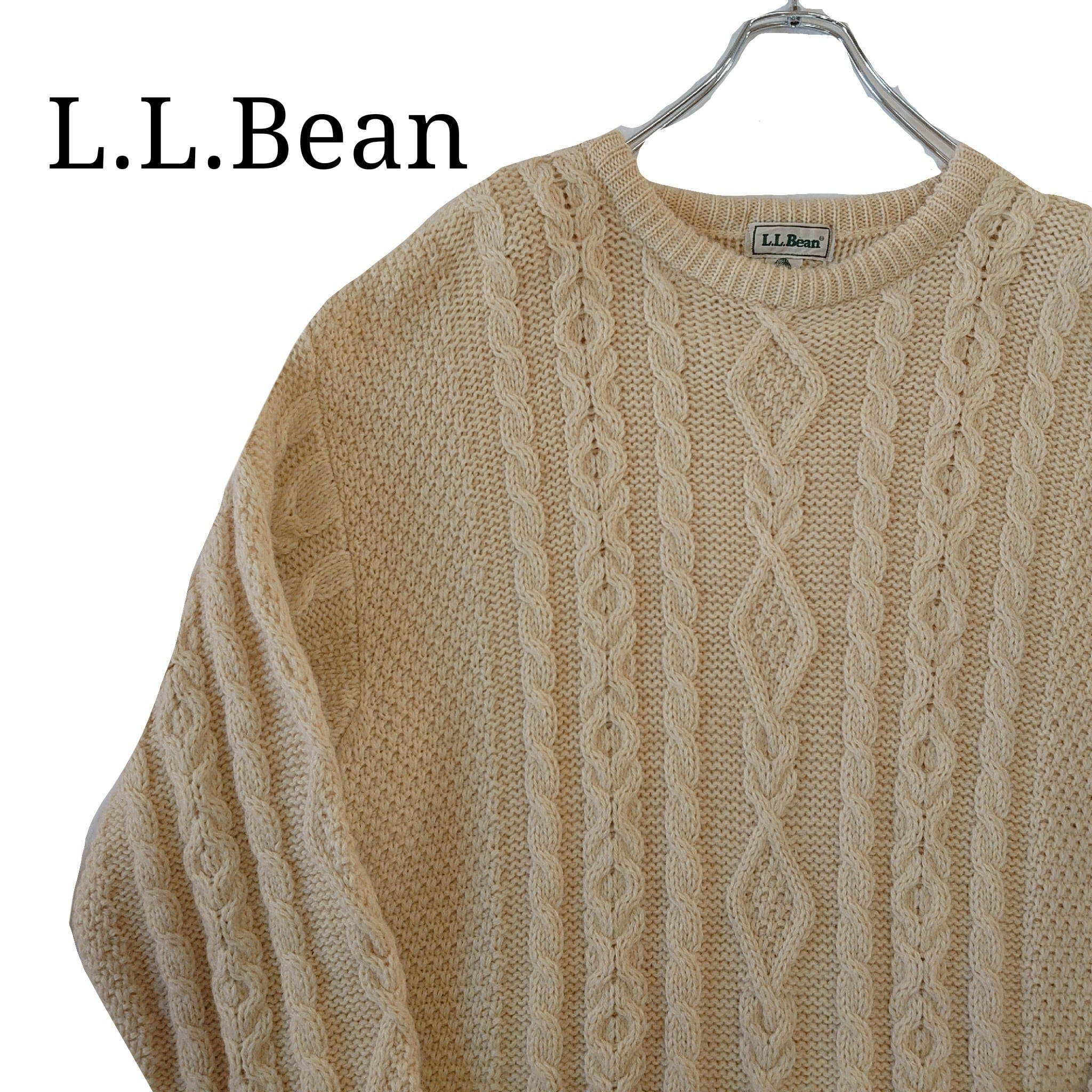 L.LBean フィッシャーマンニット　クルーネック　セーター　アイルランド製