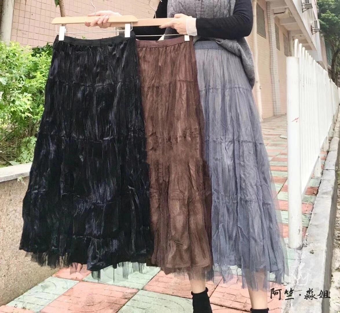 ウェーブプリーツ チュール重ねスカート　AJ11394-1686