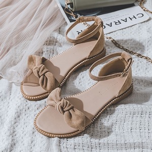 【送料無料】 サンダル シューズ 靴 スエード アンクルストラップ フラット 太ヒール リボン レディース 歩きやすい 痛くない 疲れにくい シンプル 大人可愛い カジュアル かわいい おしゃれ きれいめ アプリコット ブラック 黒 無地 20代 30代 40代 夏 お出かけ 女子会 デート