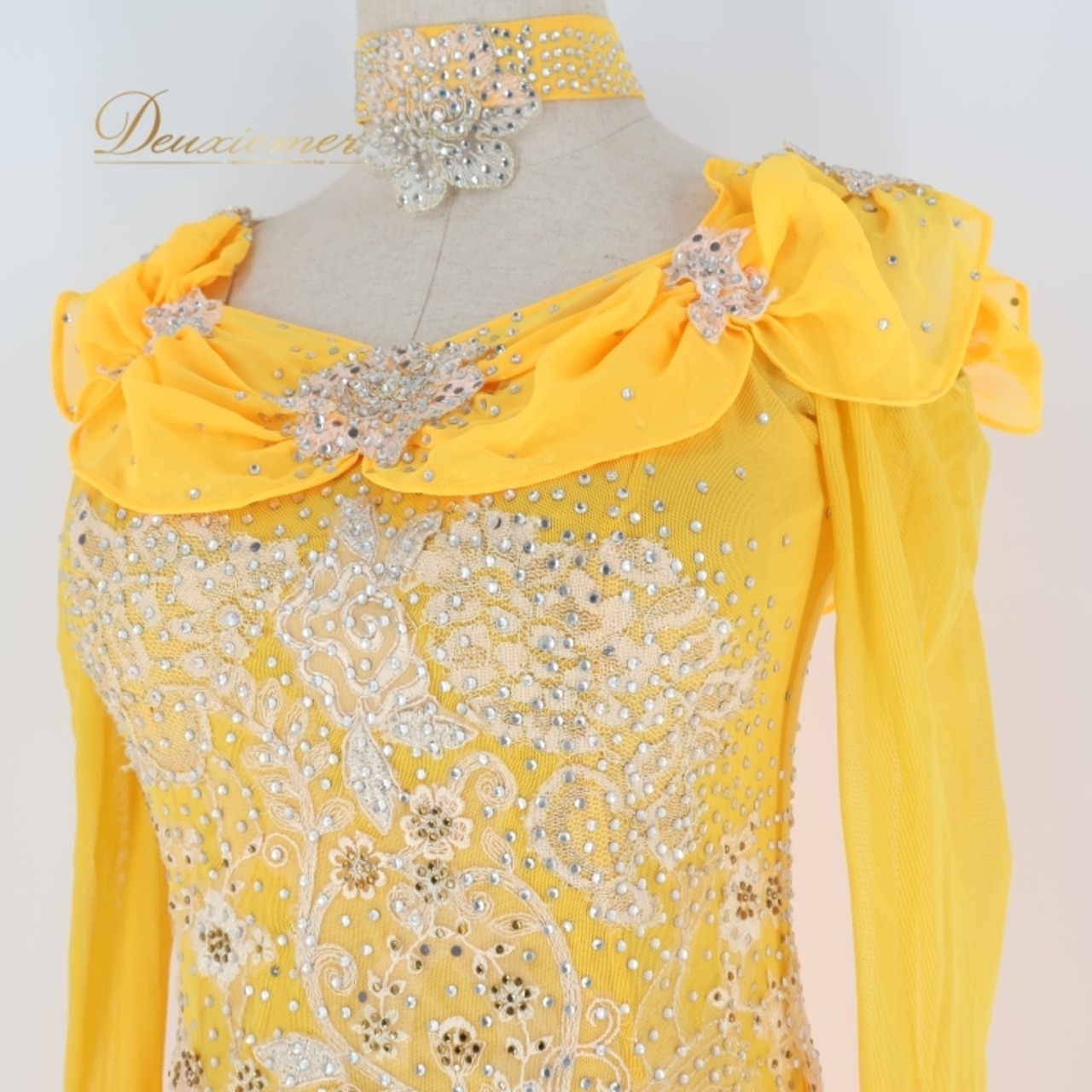 社交ダンス 衣装 スタンダードドレス ワンピース ドレス フロート レース クリエイトサン Create-Sun デモ 競技 ダンス パーティ 発表会オレンジ系 おしゃれ フェスティバル エレガント 可愛い ドレスアップ 女性用 社交ダンス衣装 ステージ衣装 競技用ドレス