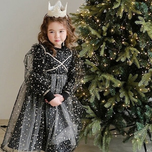 クリスマス星柄メッシュワンピース3色