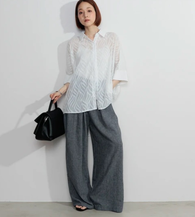 ナンバーミーTOKYO"LINEN LIKE TAC WIDE PANTS"CHARCOAL