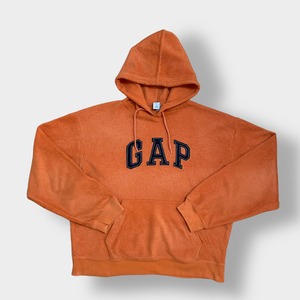 【GAP】パーカー プルオーバー 刺繍 ロゴ フーディー スウェット hoodie オレンジ 起毛 ギャップ US古着