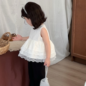 【予約販売】80-130cm レースティアードトップス