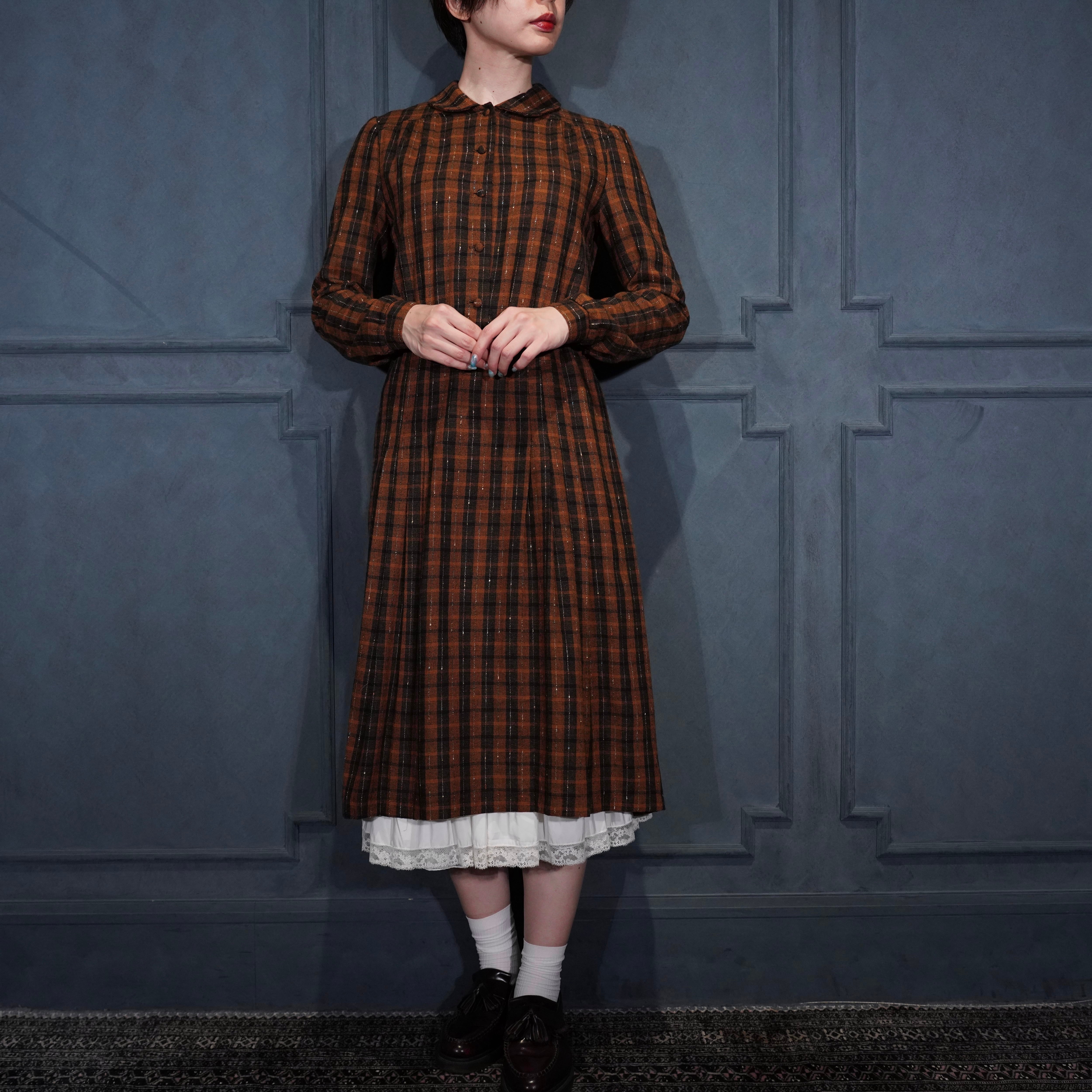 古着 アンティーク ビンテージ 70s ♡ メール ワンピース ドレス 美品 60's花柄ハンドメイドマキシ丈ヴィンテージドレス|黒×黄色